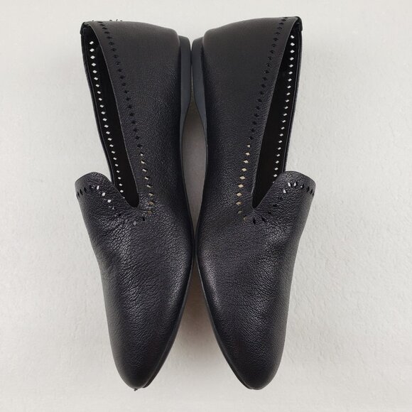 Birdies Starling Leather Loafer Flat Women 8 Black Laser Cut Slip On Casual Shoe - Picture 7 of 13
